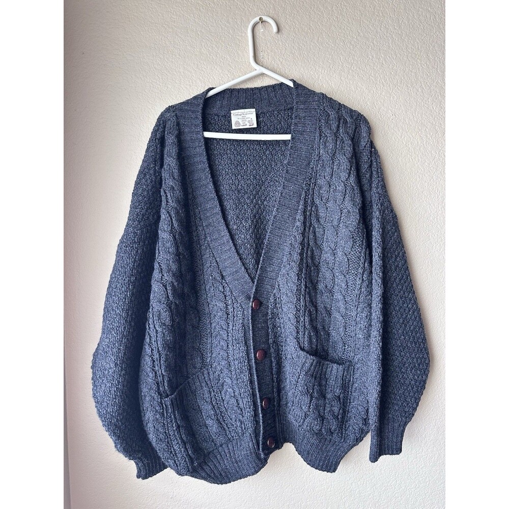 Men's Navy Cable Knit Cardigan Sweater